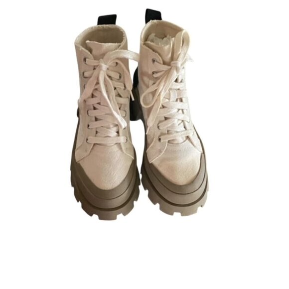 Zara Beige Canvas Summer Boots 36 - Picture 3 of 6